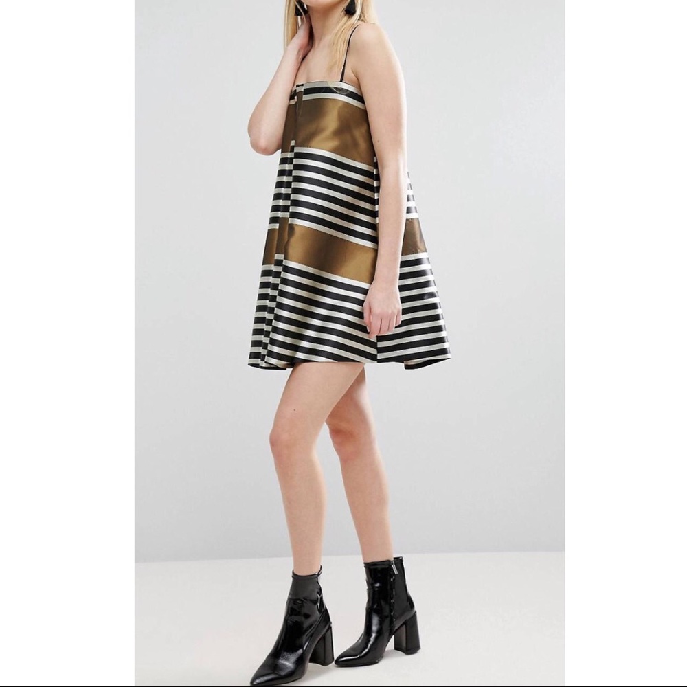 ASOS Jacquard Stripe Cami Mini Trapeze Dress
